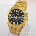 Gold plated black and white face stainless steel wholesale china watch